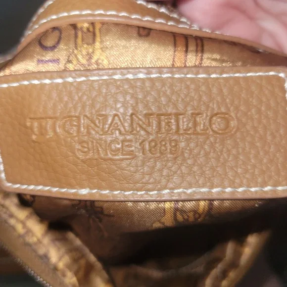 Tignanello Leather Hobo Shoulder Bag White Brown Contrast Stitching contemporary - Picture 5 of 9